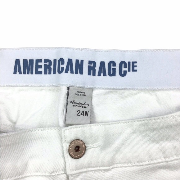 American Rag Plus Size 24 Willow Fray Hem Denim Bermuda Shorts High Rise White - Picture 6 of 6